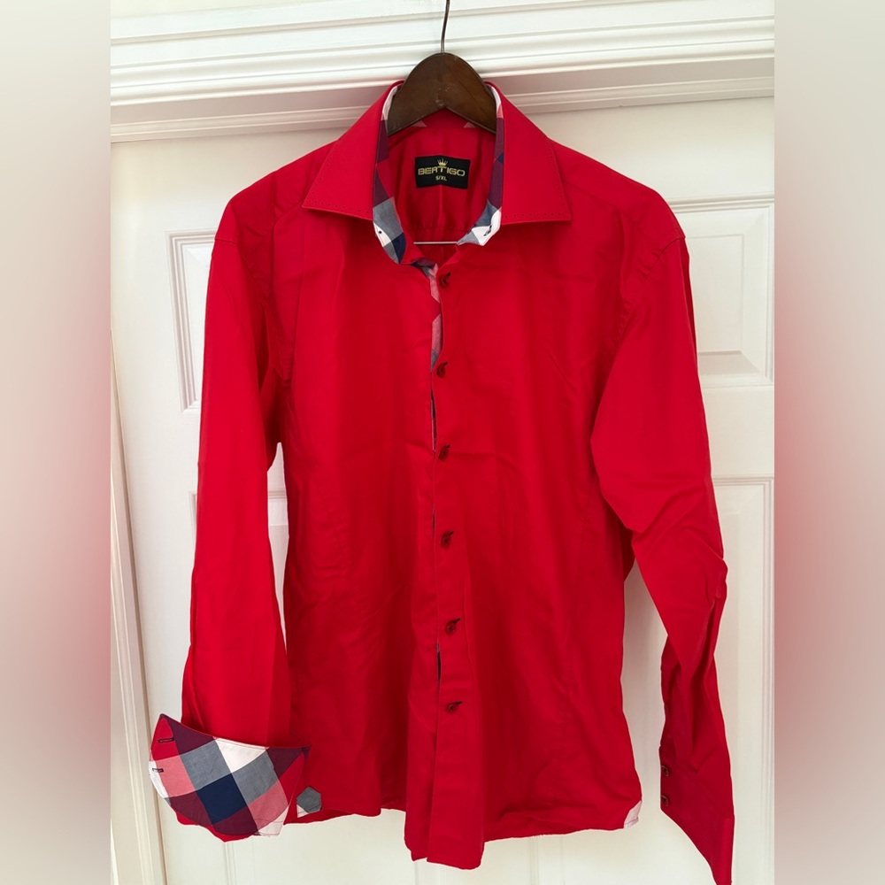 Bertigo designer Men's Red Dress Shirt